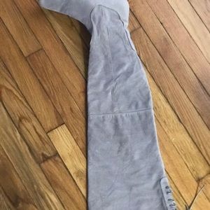 Gray knee high boots